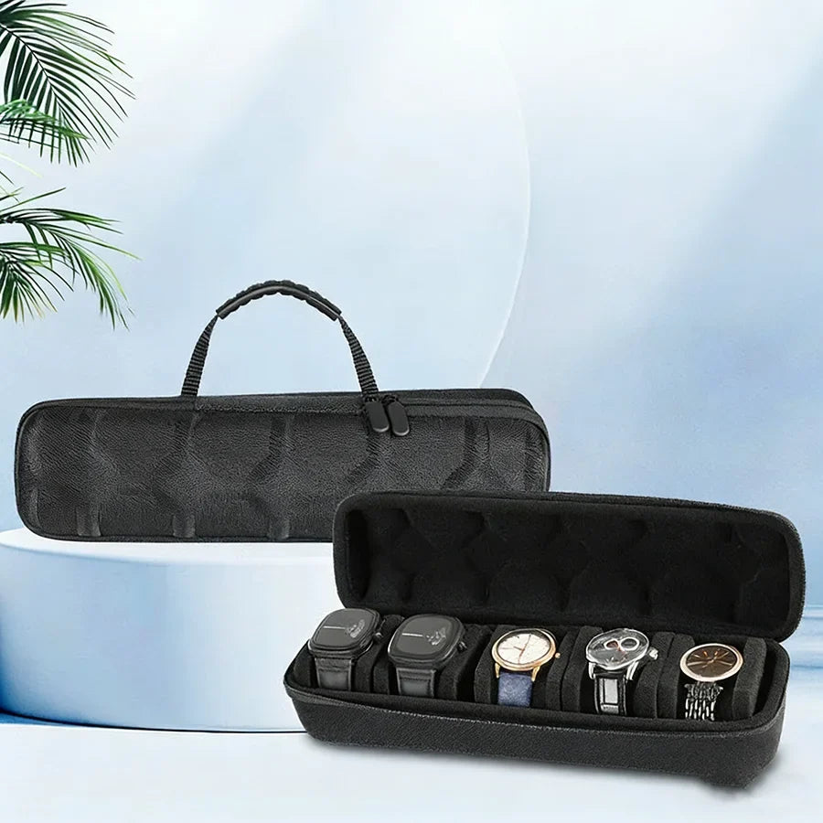 Portable Watch Travel Case and Organizer with Anti-Movement Inserts - Watch Storage Box for Wristwatches
