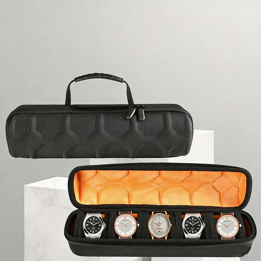 Portable Watch Travel Case and Organizer with Anti-Movement Inserts - Watch Storage Box for Wristwatches