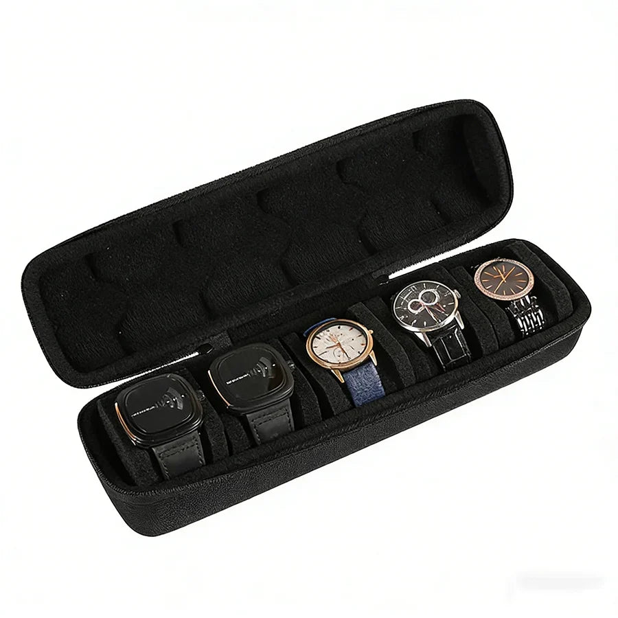 Portable Watch Travel Case and Organizer with Anti-Movement Inserts - Watch Storage Box for Wristwatches